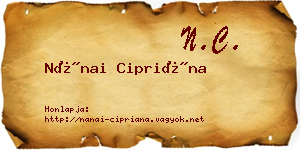 Nánai Cipriána névjegykártya